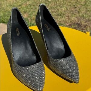 ✨ Michael Kors Glittering Silver Black Sparkly Heels